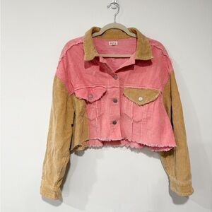 POL Colorblock Cropped Corduroy Jacket Size Medium